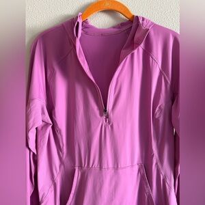 Lululemon Sleek Performance Womens Magenta Glow 1/2 Zip Hooded Pullover-12